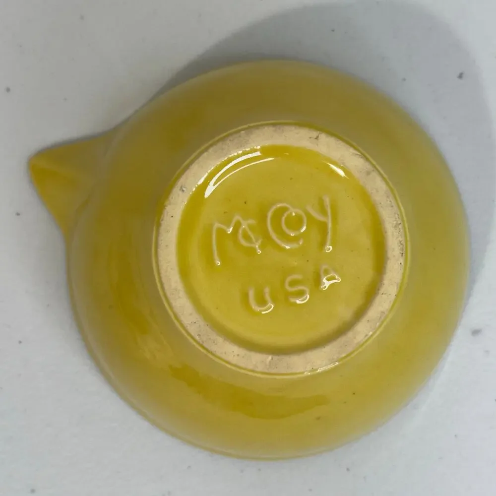 VTG McCoy Stoneware Vibrant Yellow Glaze Ceramic Spout Bowl Small Batter Bowl